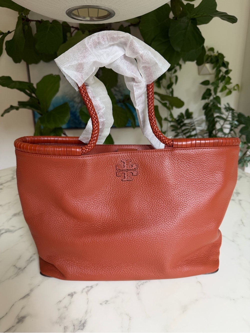 NWT Tory Burch Taylor Pebbled Leather Tote Bag Desert Spice Rust Sienna